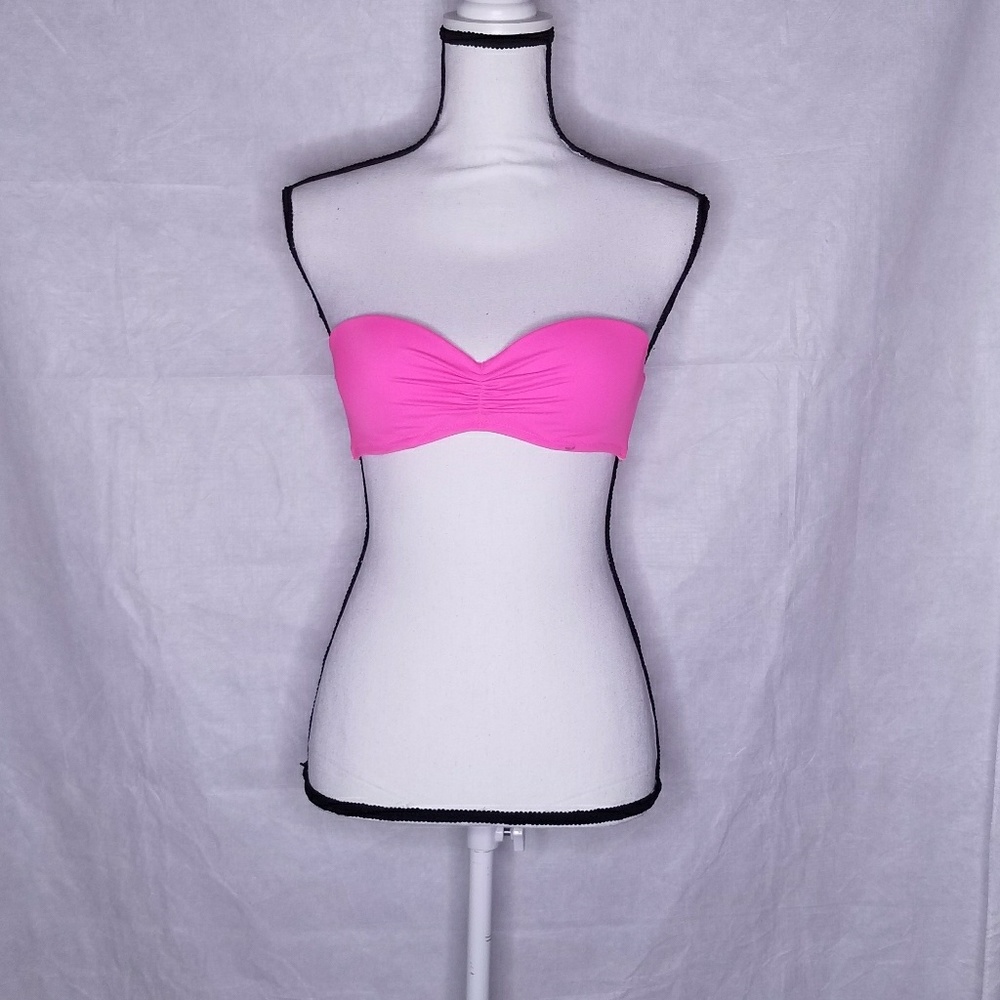 NWOT VS Pink Strapless Cinched Bikini Top 32C